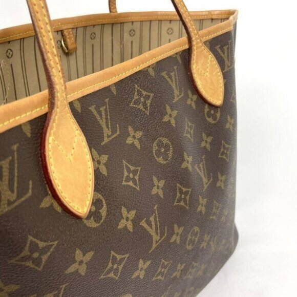Authentic Louis Vuitton Neverfull MM Monogram Tote Shoulder Bag Brown Tan LV - Picture 8 of 13